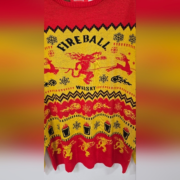 Fireball whisky Shinesty men 2XL ugly tacky Christmas knit sweater, whimsical - Picture 3 of 6